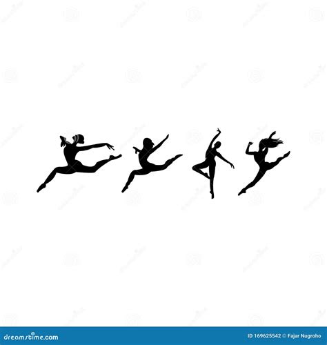 Four Vector Dance Silhouettes Jump Stock Vector - Illustration of four, female: 169625542