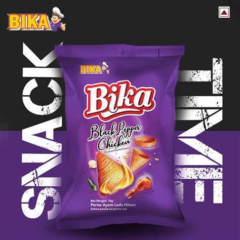 BIKA Fika Black Pepper Chicken Flavoured Pyramid Crackers 70 g Pack of ...
