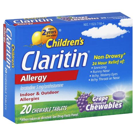 Claritin Children's Allergy, 5 mg, Grape Flavored Chewables, Tablets ...