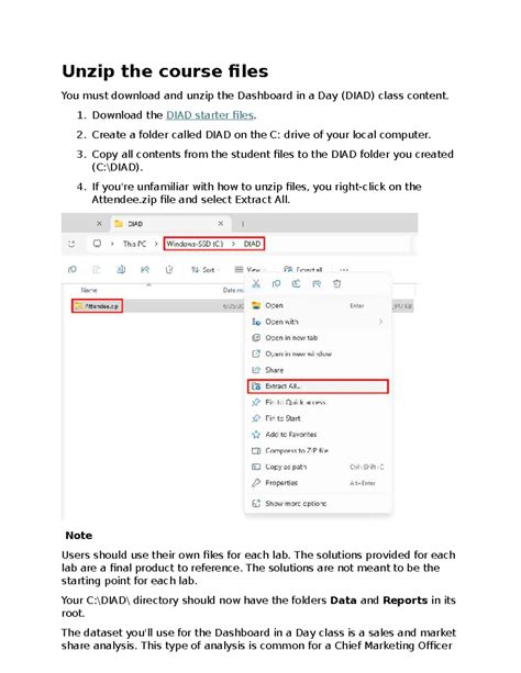 DIAD Class: Unzipping Course Files for Dashboard in a Day - Studocu
