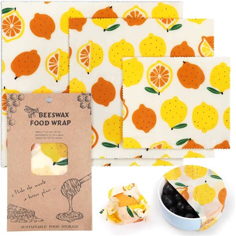 Amazon.com: GeeRic Organic Beeswax Wrap for Food, 3 Pcs Sustainable ...