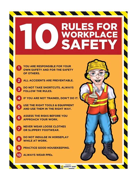 SAFETY 24X7 10 Rules For Workplace Safety Poster, Large (Pack of 5 ...