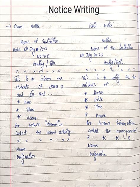 Image result for Example of Notice Writing