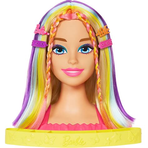 Barbie Totally Hair Neon Rainbow Deluxe Styling Head with Blonde Hair