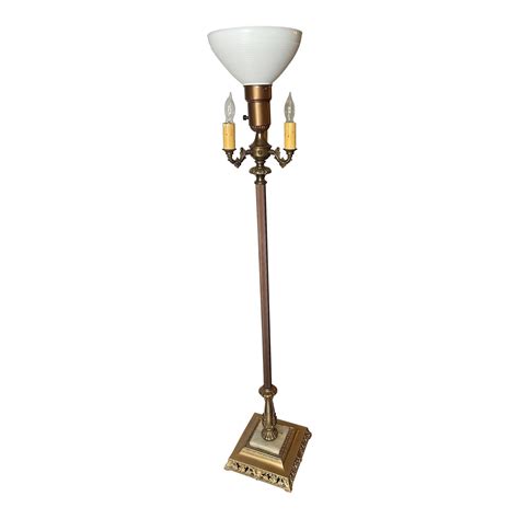 Vintage 1930s Milk Glass Floor Lamp | Chairish