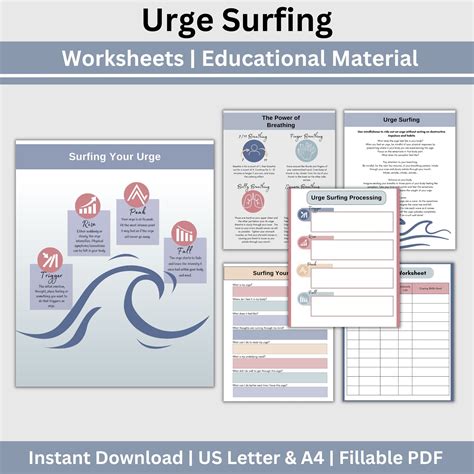 Urge Surfing Therapy Worksheets: Navigate Cravings and Foster Emotiona ...
