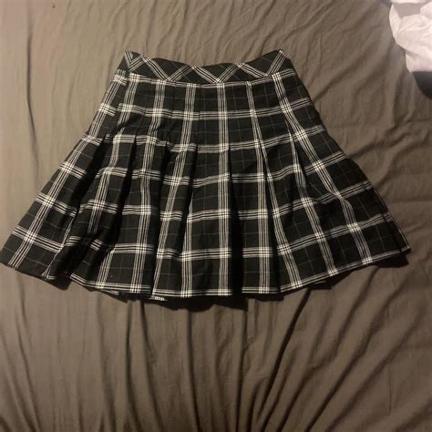 black plaid skirt that falls to midthigh, gonna... - Depop