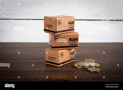 Sigulda, Latvia - February 5, 2023: UPS cardboard packaging boxes in ...