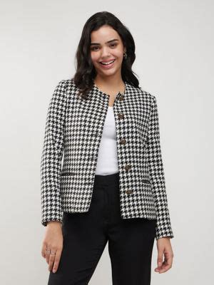 Buy FableStreet Black and White Round Neck Short Jacket (XS) Online