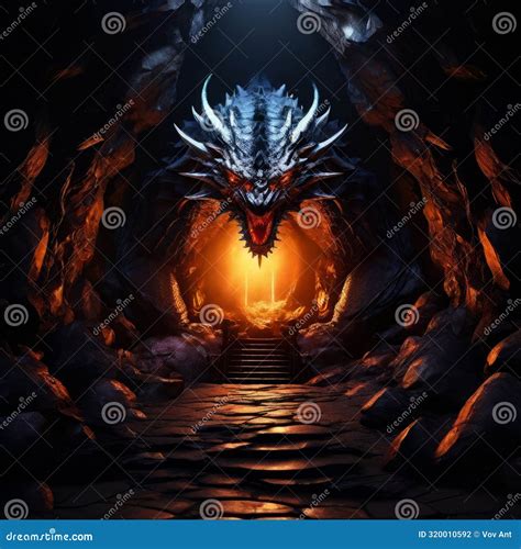 D Dragons Lair a Mythical Cave Filled with Treasure Dragon Egg Stock ...