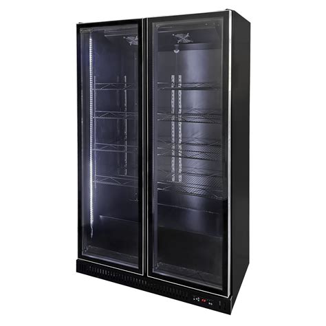 770L Cool Black Top Glass Double Door Commercial Beverage Refrigerator ...