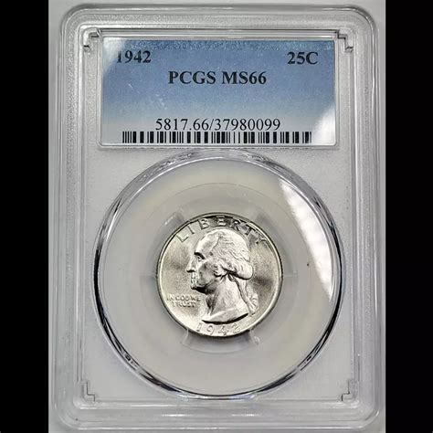 1942 Silver Washington Quarter PCGS MS-66 - Old Pueblo Coin