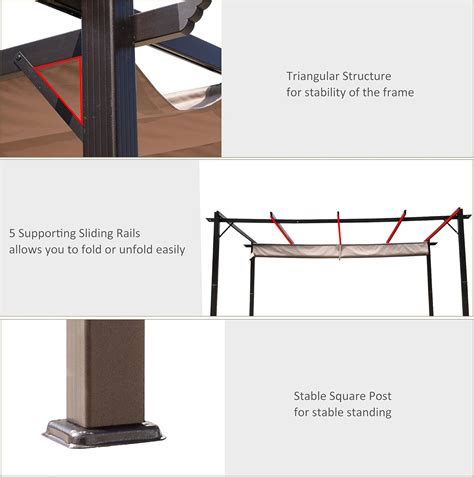 Buy Outsunny 10' x 13' Outdoor Retractable Pergola Canopy, Aluminum ...