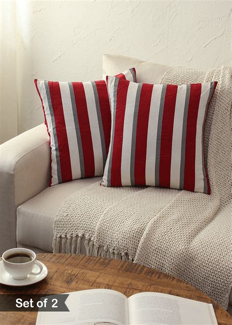 Get Pankti 100% Cotton Set Of 2 Cushion Covers-Red at ₹ 449 | LBB Shop