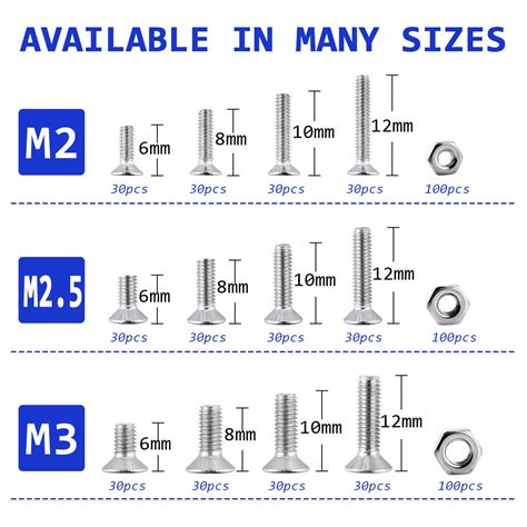 Loscrew M2 M2.5 M3(Total 660Pcs) Hex Socket Flat Head Screw DIN7991 304 ...