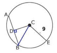In the diagram, chord AB is 14 units long. The radius is 9 units long ...