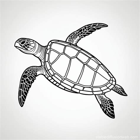 Simple Sea Turtle Outline | Stable Diffusion Online