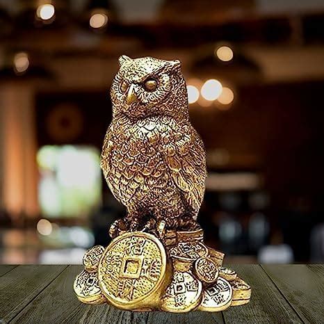 Buy VEDAVIBES Resin Feng Shui Owl Showpiece for Home Decor, Golden Owl ...