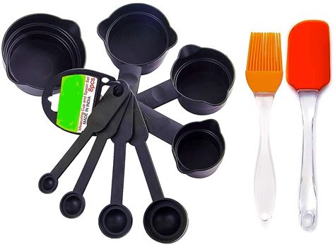 Buy Qualimate 8Pcs Black Measuring Cups and Spoons Set Combo Silicone ...