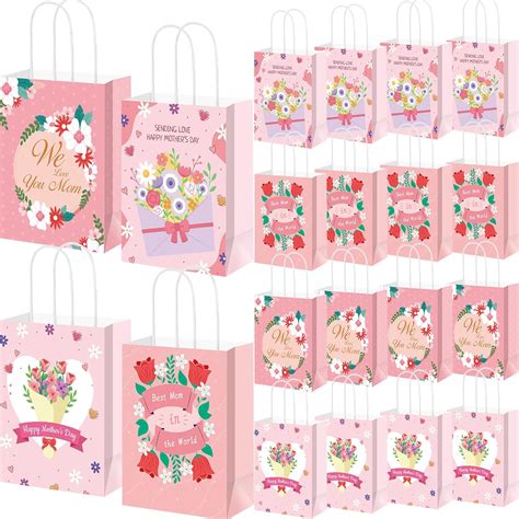 Amazon.com: Silkfly 48 Pieces Mother Day Gift Bags Bulk Floral Gift ...