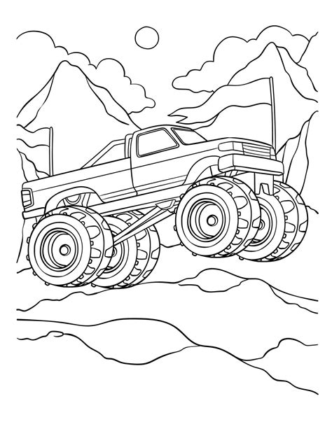Monster Truck Coloring Page for Kids 13801476 Vector Art at Vecteezy