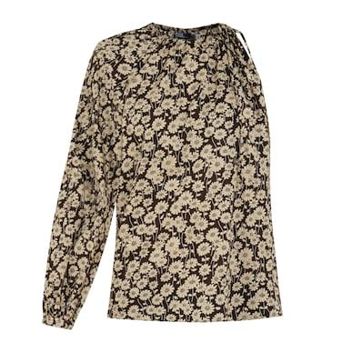 Buy Women Green Floral Cotton Voile One-Sleeve Blouse Online at The ...