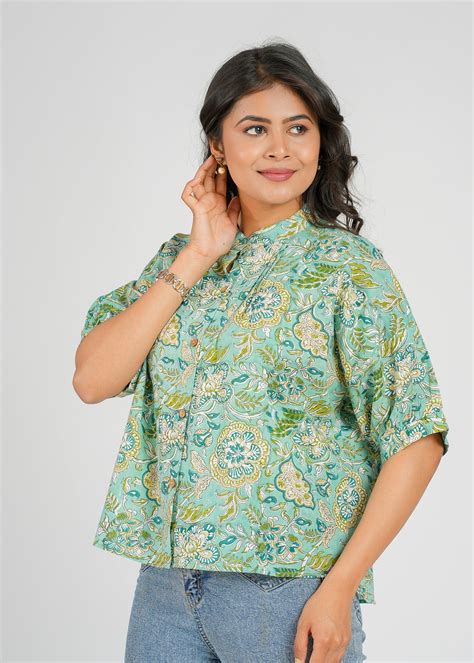 Block Printed Cotton Short Top – Cotton Curio