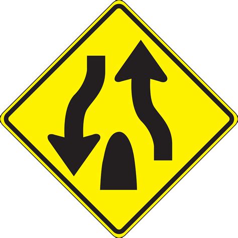 Divided Highway Ends (Symbol) Lane Guidance Sign FRW658