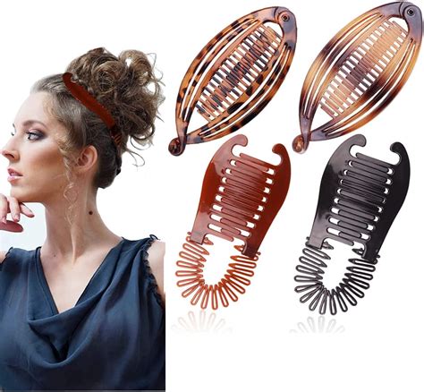 Aaiffey 4pcs Banana Hair Clips Flexible Banana Clips Fishtail Hair Clip ...