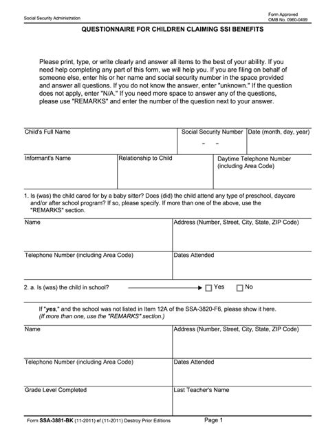 Fillable Online ssa 3881 2011 form Fax Email Print - pdfFiller
