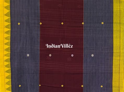 Yellow Maroon Odisha Handloom Natural Dye Kotpad Cotton Saree ...
