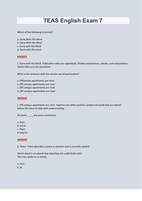 TEAS 7 -English - Questions AND Answers 2023/2024 Latest Update - TEAS ...