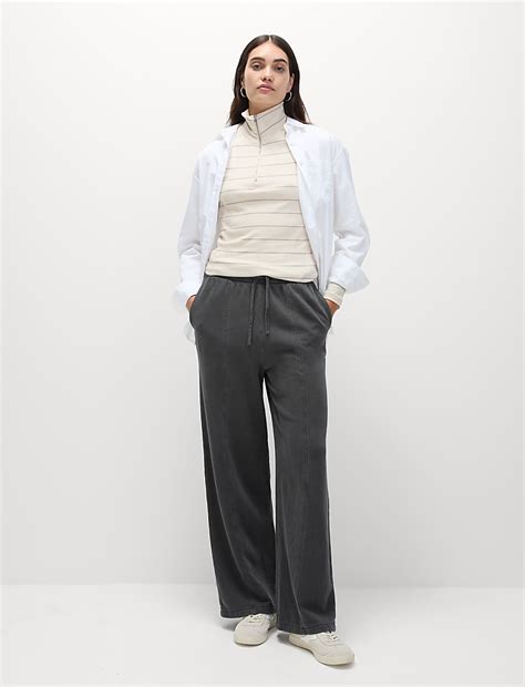 Buy Pure Cotton Wide Leg Joggers at Marks & Spencer