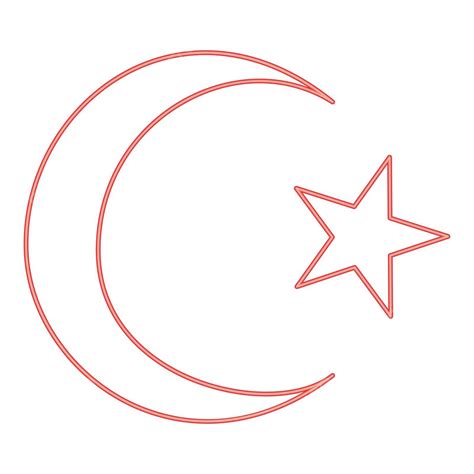 Red Vector Illustration Of Islamic Crescent And Star Vector, Element ...