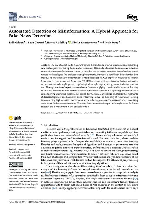 Future Internet 2024: Hybrid Approach for Automated Fake News Detection ...