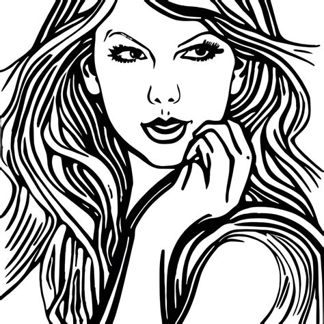Taylor Swift Coloring Page Black and White · Creative Fabrica