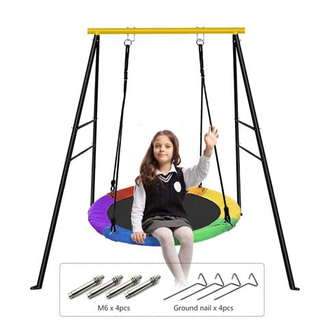 Buy EOSAGA Saucer Tree Swing and Swing Frame Set, 40'' Waterproof ...