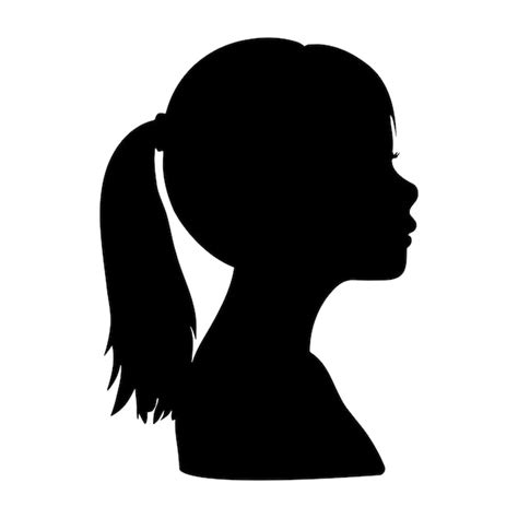 Profil de silhouette de tête de jeune fille Illustration vectorielle ...