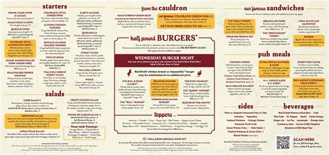 Menu at Bull & Bush Brewery pub & bar, Denver