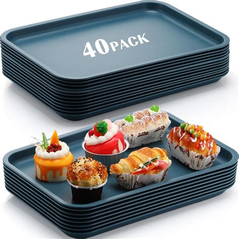 Amazon.com | Maxdot 40 Pcs Fast Food Serving Tray 10" x 14" Plastic ...