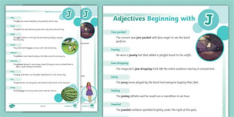 Adjectives Beginning with J Guide (teacher made) - Twinkl