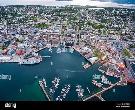 City Tromso, North Norway aerial photography. Tromso is considered the northernmost city in the ...