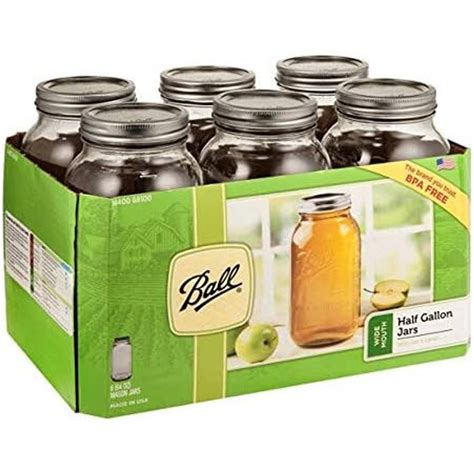 Ball Wide Mouth Mason Jar - 1/2 gal - 6 pk