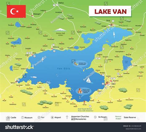 Vector Illustration Map Lake Van Turkey Stock Vector (Royalty Free ...