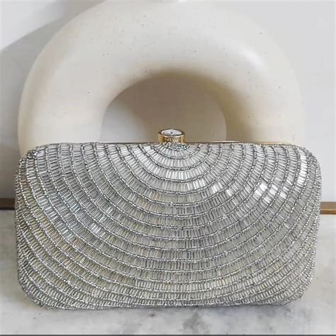 A Clutch Story - Silver cleopatra handembroidered clutch - Elahe