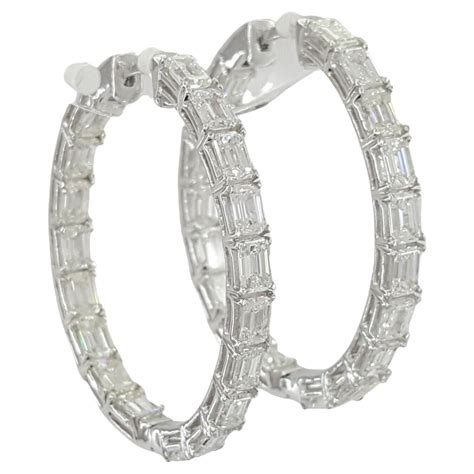 Glamorous 9.58 Carat Total Emerald Cut Diamond Earrings at 1stDibs