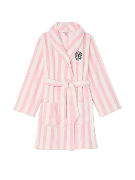 Buy Victoria's Secret Pink Stripe Fluffy Short Dressing Gown from the ...