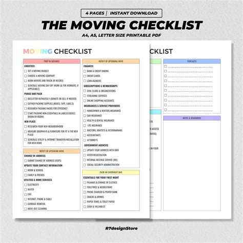 Home Moving Checklist Printable, Real Estate Moving Planner, House ...