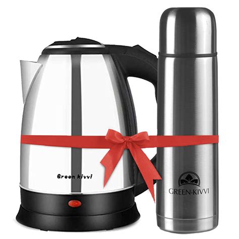 Green Kivvi Electric Kettle with Water Flask (1.8 L, Silver) : Amazon ...