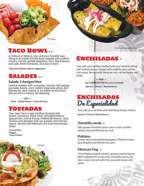 Food, drinks and kids' menu | Restaurants 3 Amigos